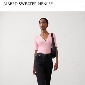 Banana Republic Pink Short Sleeve Henley Shirt